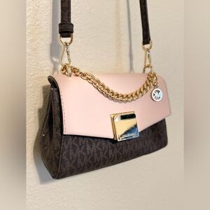 Michael Kors Lita Small Two-Tone Logo and Leather Crossbody Bag